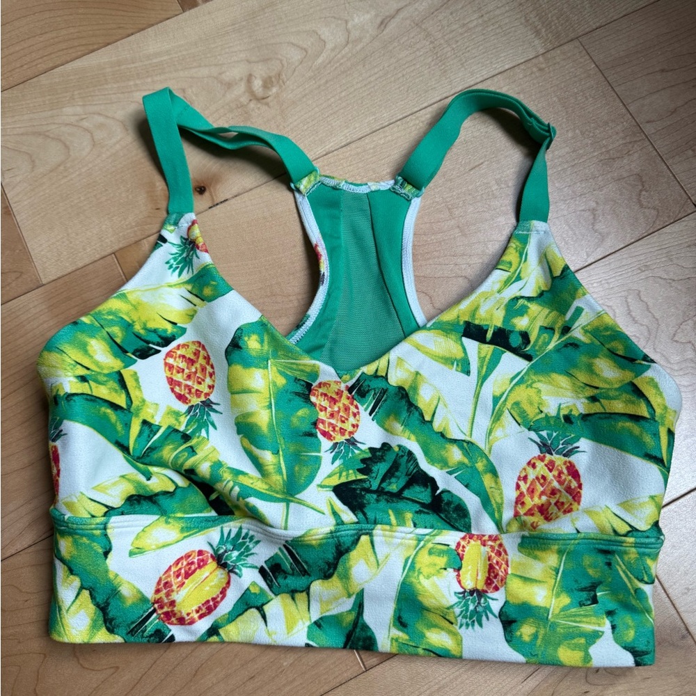 Wildfox Green and Yellow Tropical Print sport bra EUC